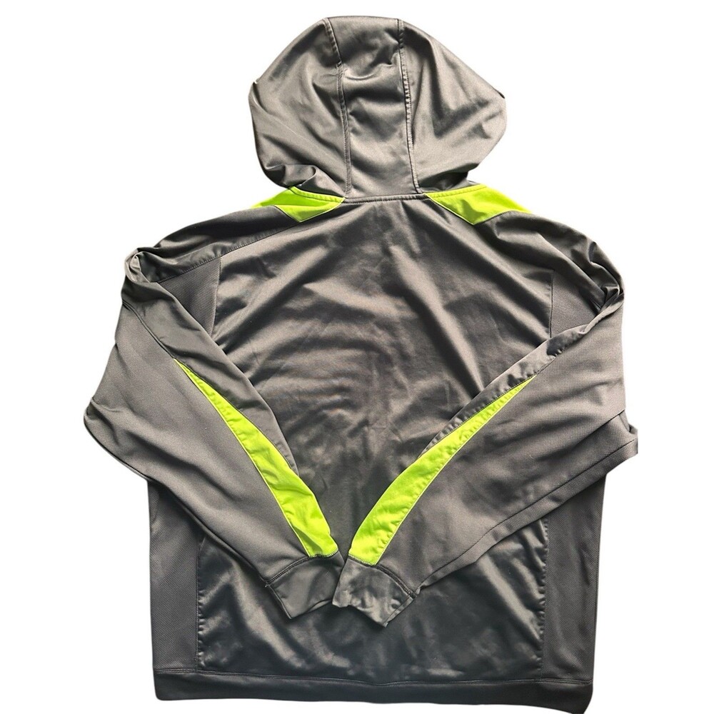 Reebok Men’s Zip Up Jacket Grey Neon Yellow Stripes Size XXL Lightweight Retro